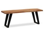 WOHNLING WL7.288 Garderobenbank 120x40x45,5 cm Akazie Massivholz / Metall mit Baumkante und U-Beine Schwarz