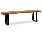 WOHNLING WL7.291 Esszimmerbank 160x40x45,5 cm Akazie Massivholz / Metall mit Baumkante und Trapezform Beinen Schwarz