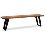 WOHNLING WL7.302 Esszimmerbank 140x40x45,5 cm Akazie Massivholz / Metall mit Baumkante und U-Beinen Schwarz