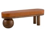 WOHNLING WL7.314 Sitzbank Ziegenleder Mango Massivholz 140x47x40 cm Braun
