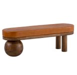 WOHNLING WL7.314 Sitzbank Ziegenleder Mango Massivholz 140x47x40 cm Braun