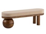 WOHNLING WL7.315 Sitzbank Stoff Mango Massivholz 140x47,5x41,5 cm Gepolstert Beige
