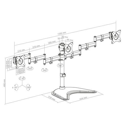 Hagor HA Tablemount FS Triple  Monitorhalterung triple 3x15-27 Zoll