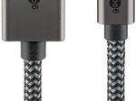goobay USB-C/DP Textilkabel 1m silber, schwarz