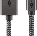goobay USB-C/DP Textilkabel 1m silber, schwarz