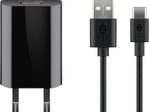 goobay 5W USB-C Ladegerät mit Kabel 1m, schwarz