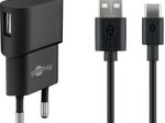 goobay 5W USB-A Ladegerät mit Kabel 1m, schwarz