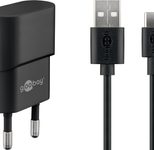 goobay 5W USB-A Ladegerät mit Kabel 1m, schwarz