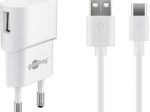 goobay 5W USB-C Ladegerät mit Kabel 1m, weiß