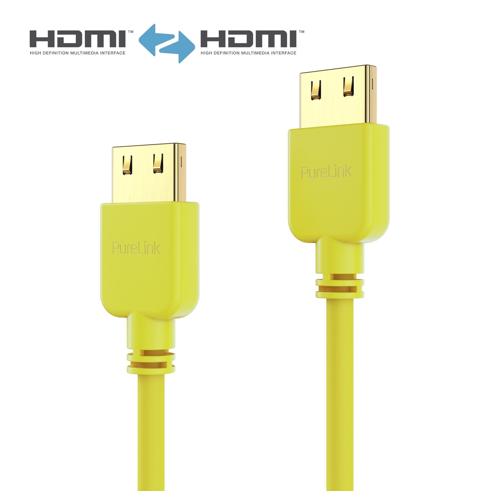 PureLink HDMI Kabel - PureInstall - Slim 1,00m - Gelb