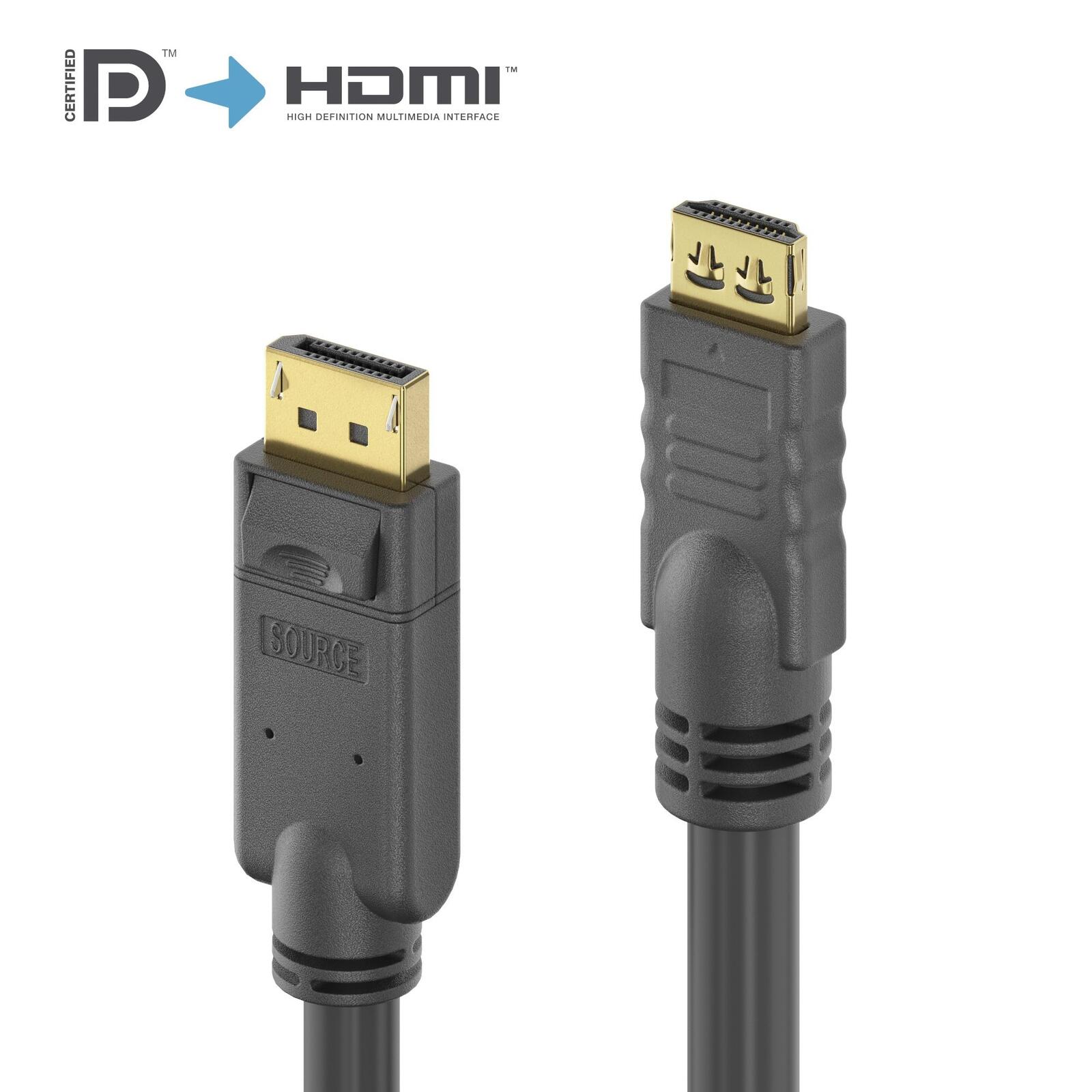 PureLink DisplayPort zu HDMI Kabel 4K - PureInstall 15,00m