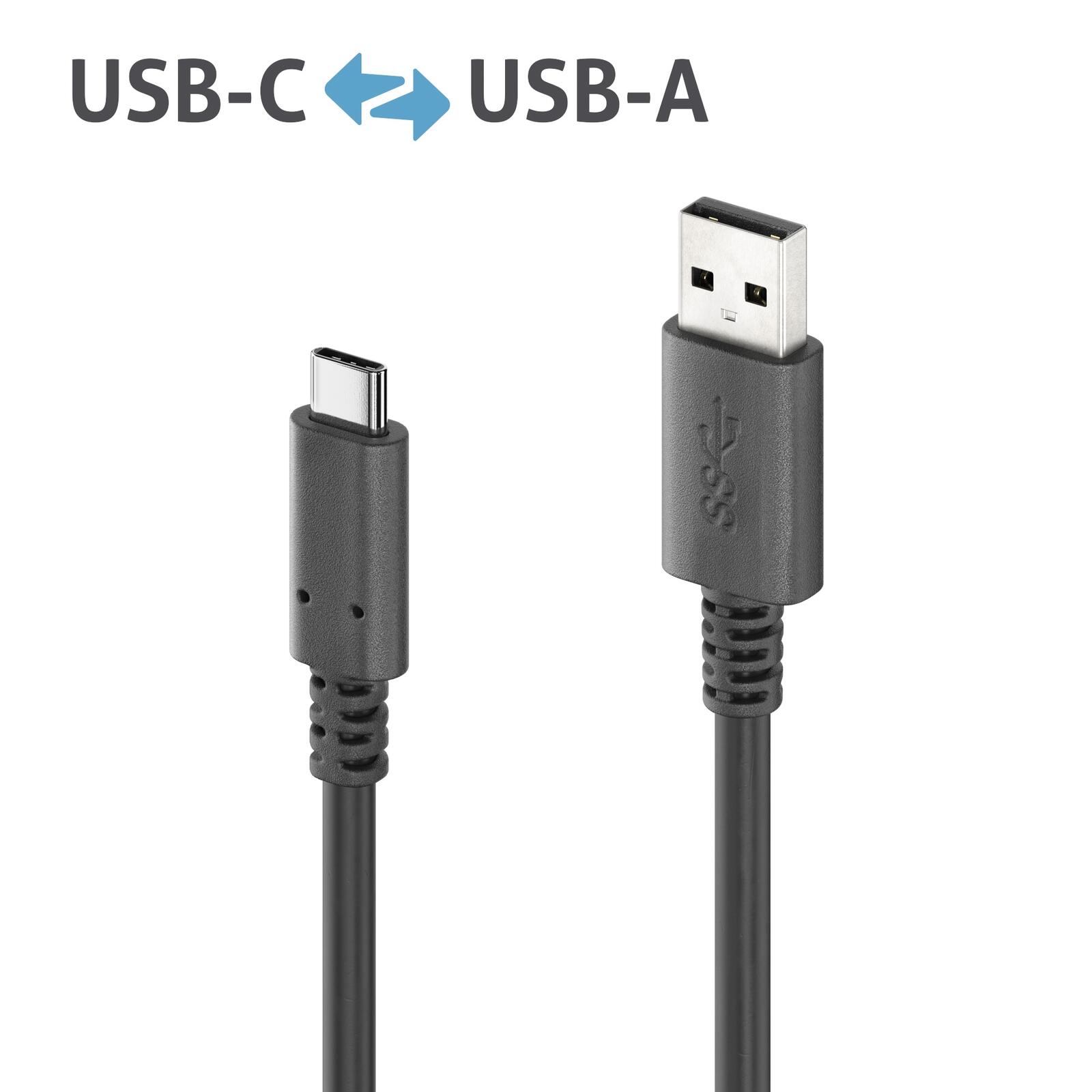 PureLink USB-C auf USB-A Kabel  - USB 3.2 Gen1x1, 3A, 5Gbps - PureInstall 1,50m