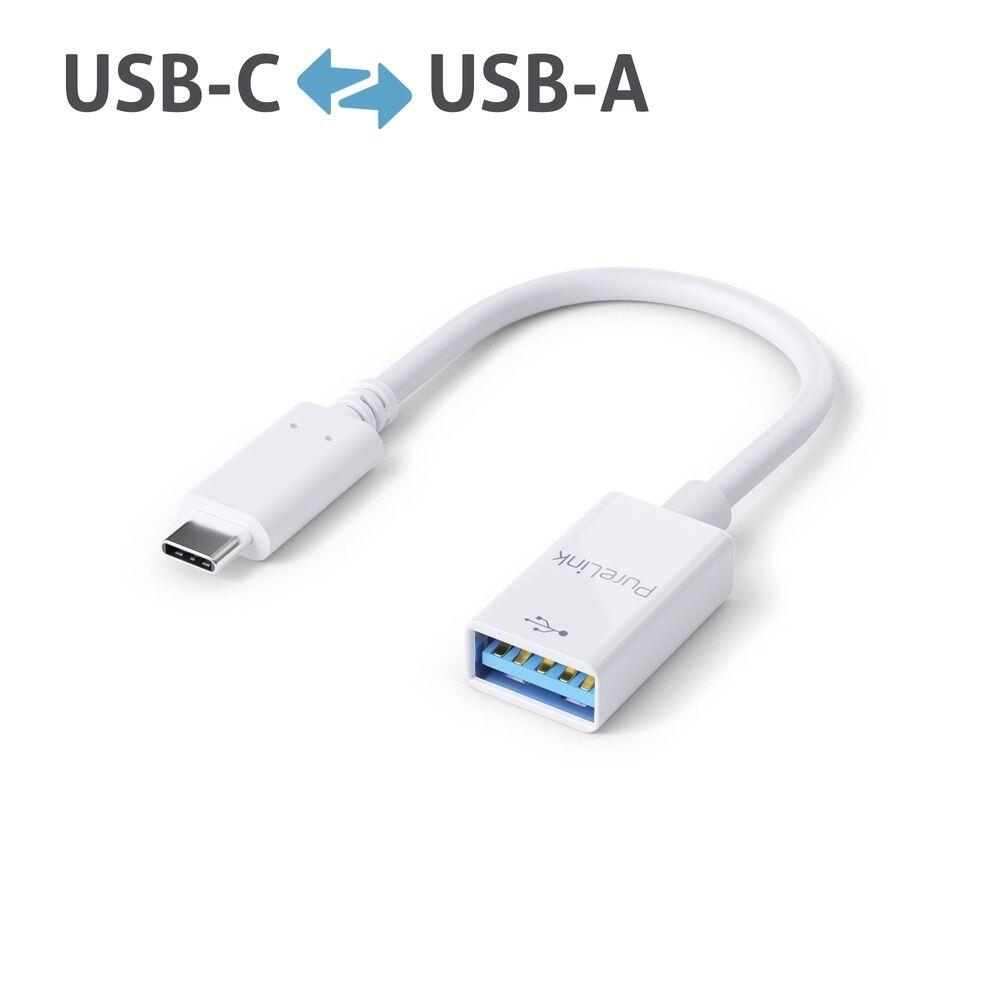 PureLink USB-C auf USB-A Adapter - USB 3.1 Gen1 - OTG - iSerie - weiß - 0,10m