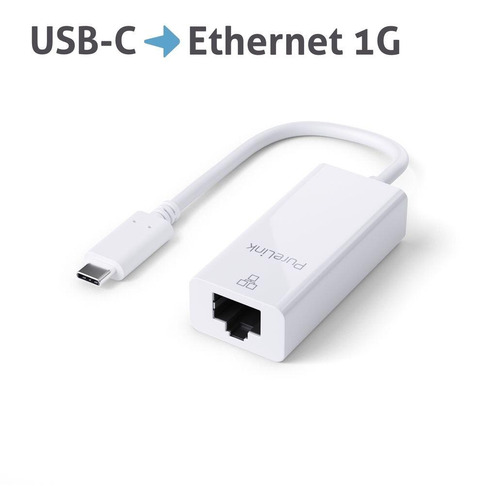 PureLink USB-C auf Ethernet Adapter - Gigabit 1000Mbps - iSerie - weiß - 0,10m
