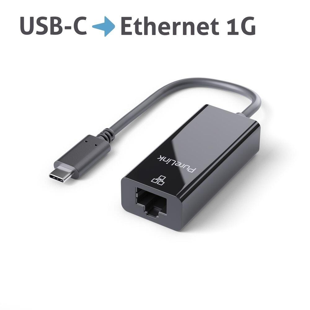 PureLink USB-C auf Ethernet Adapter - Gigabit 1000Mbps - iSerie - schwarz - 0,10m