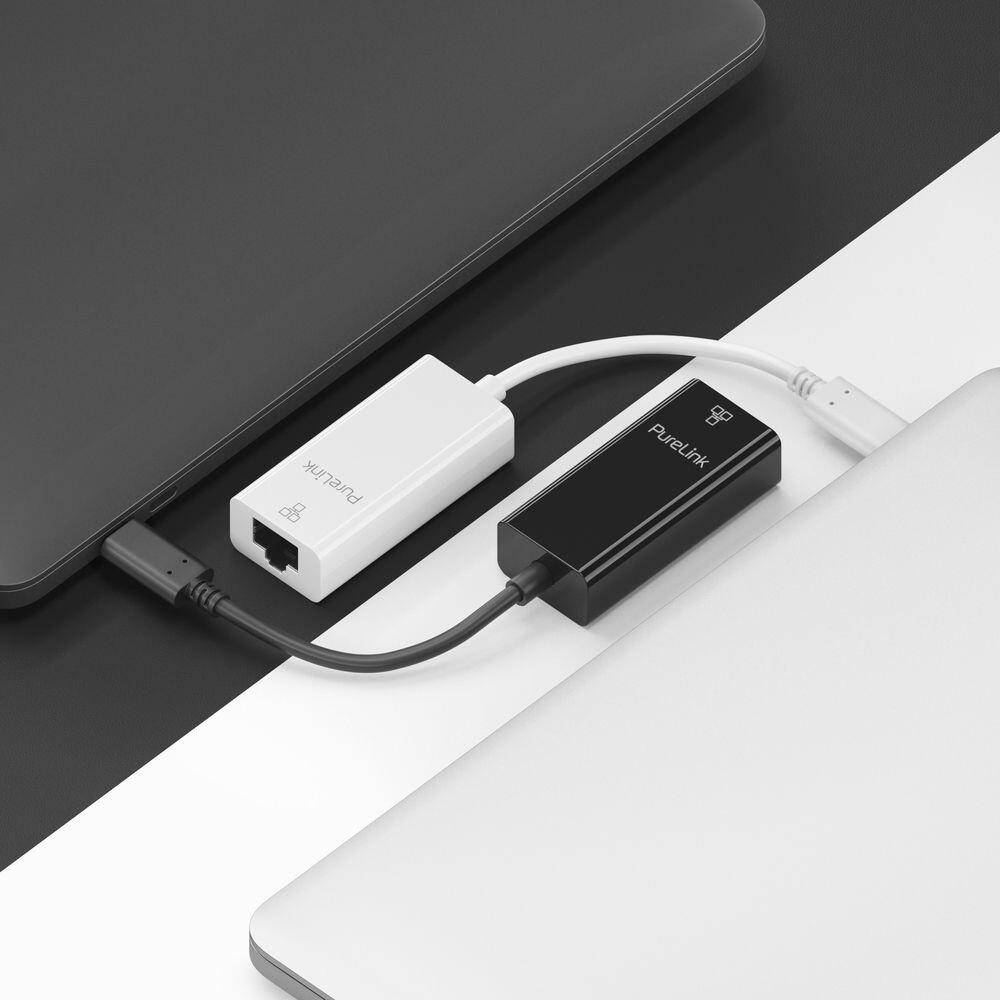 PureLink USB-C auf Ethernet Adapter - Gigabit 1000Mbps - iSerie - schwarz - 0,10m