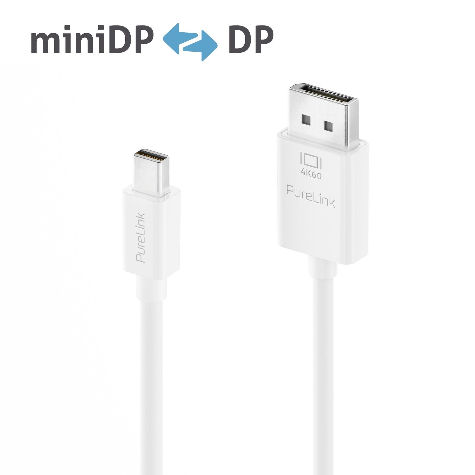 PureLink Mini DisplayPort auf DisplayPort Kabel - 4K60 - iSerie - weiß - 3,00m