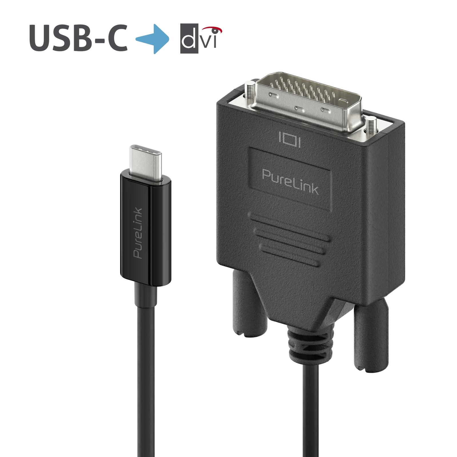 PureLink USB-C auf DVI Kabel - 1920x1200 - WUXGA - iSerie - schwarz - 1,50m