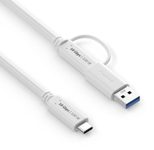 PureLink USB-C auf USB-C Kabel mit USB-A Aufsatz - 3.2 Gen 2x1, 5A, 10G, DP Alt Mode - iSerie - weiß - 0,50m