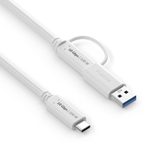 PureLink USB-C auf USB-C Kabel mit USB-A Aufsatz - 3.2 Gen 2x1, 5A, 10G, DP Alt Mode - iSerie - weiß - 0,50m