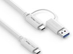 PureLink USB-C auf USB-C Kabel mit USB-A Aufsatz - 3.2 Gen 2x1, 5A, 10G, DP Alt Mode - iSerie - weiß - 1,00m