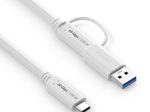 PureLink USB-C auf USB-C Kabel mit USB-A Aufsatz - 3.2 Gen 2x1, 5A, 10G, DP Alt Mode - iSerie - weiß - 1,00m