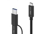 PureLink USB-C auf USB-C Kabel mit USB-A Aufsatz - 3.2 Gen 2x1, 5A, 10G, DP Alt Mode - iSerie - schwarz - 0,50m