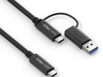 PureLink USB-C auf USB-C Kabel mit USB-A Aufsatz - 3.2 Gen 2x1, 5A, 10G, DP Alt Mode - iSerie - schwarz - 0,50m