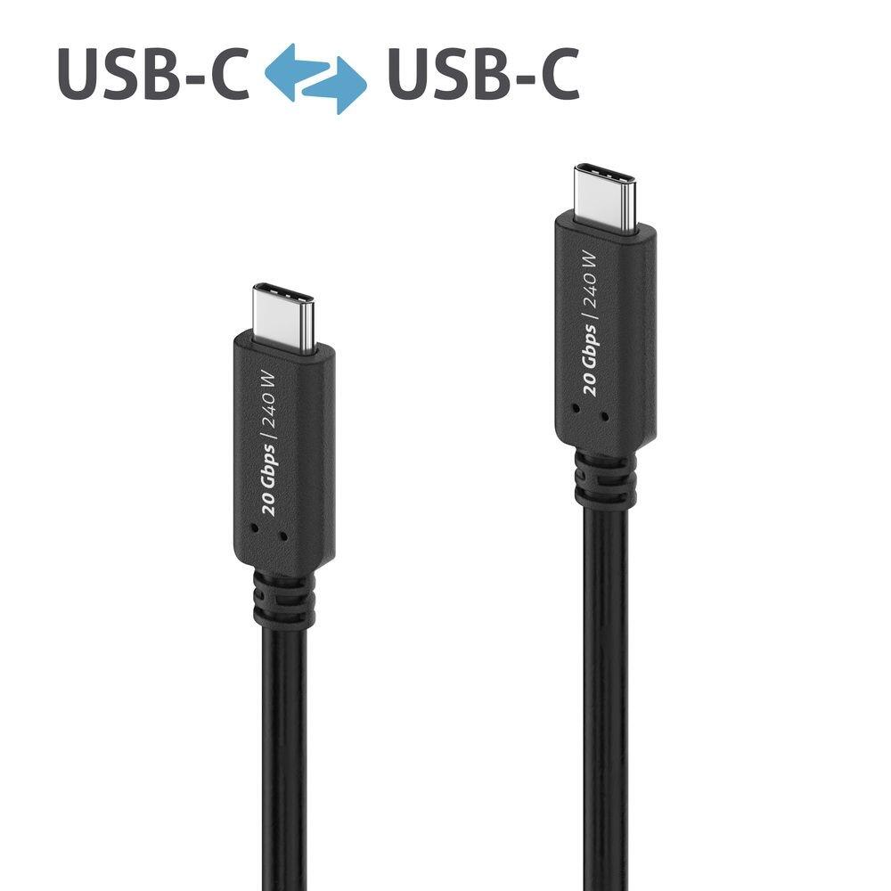 PureLink USB-C auf USB-C Kabel - USB4 Gen 2x2, 5A, EPR 240W, 20G, DP Alt Mode - iSerie - schwarz - 1,00m