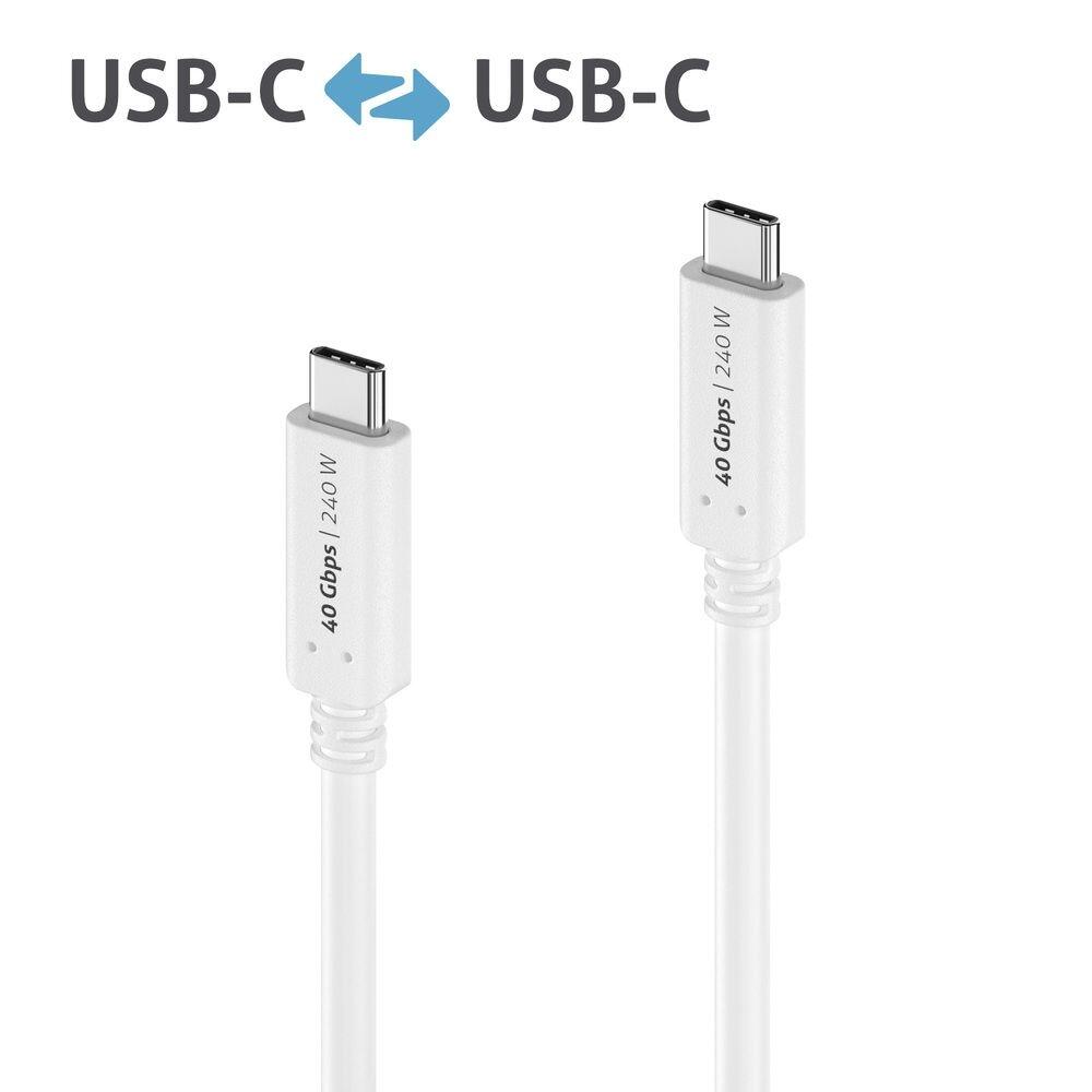 PureLink USB-C auf USB-C Kabel - USB4 Gen 3x2, 5A, EPR 240W, 40G, DP Alt Mode - iSerie - weiß - 0,50m