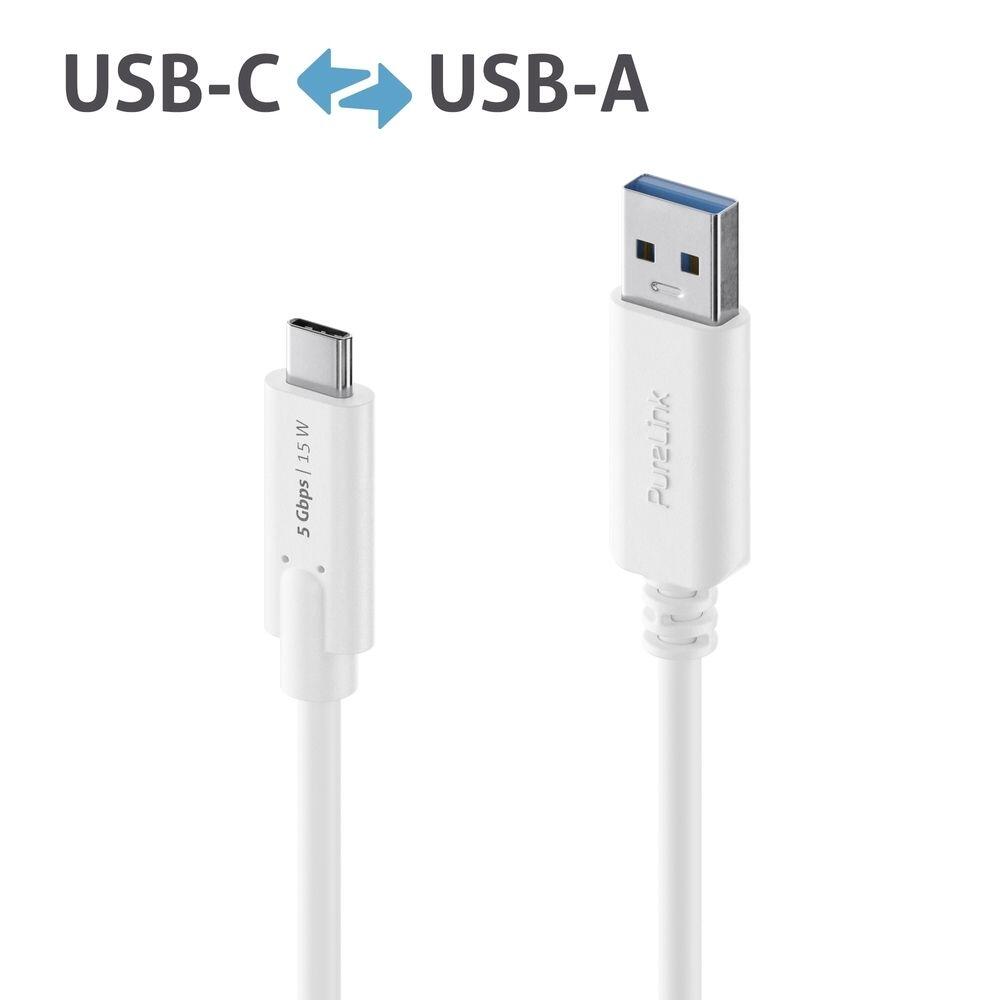 PureLink USB-C auf USB-A Kabel - 3.1 Gen 1, 3A/5V/15W, 5G - iSerie - weiß - 2,00m