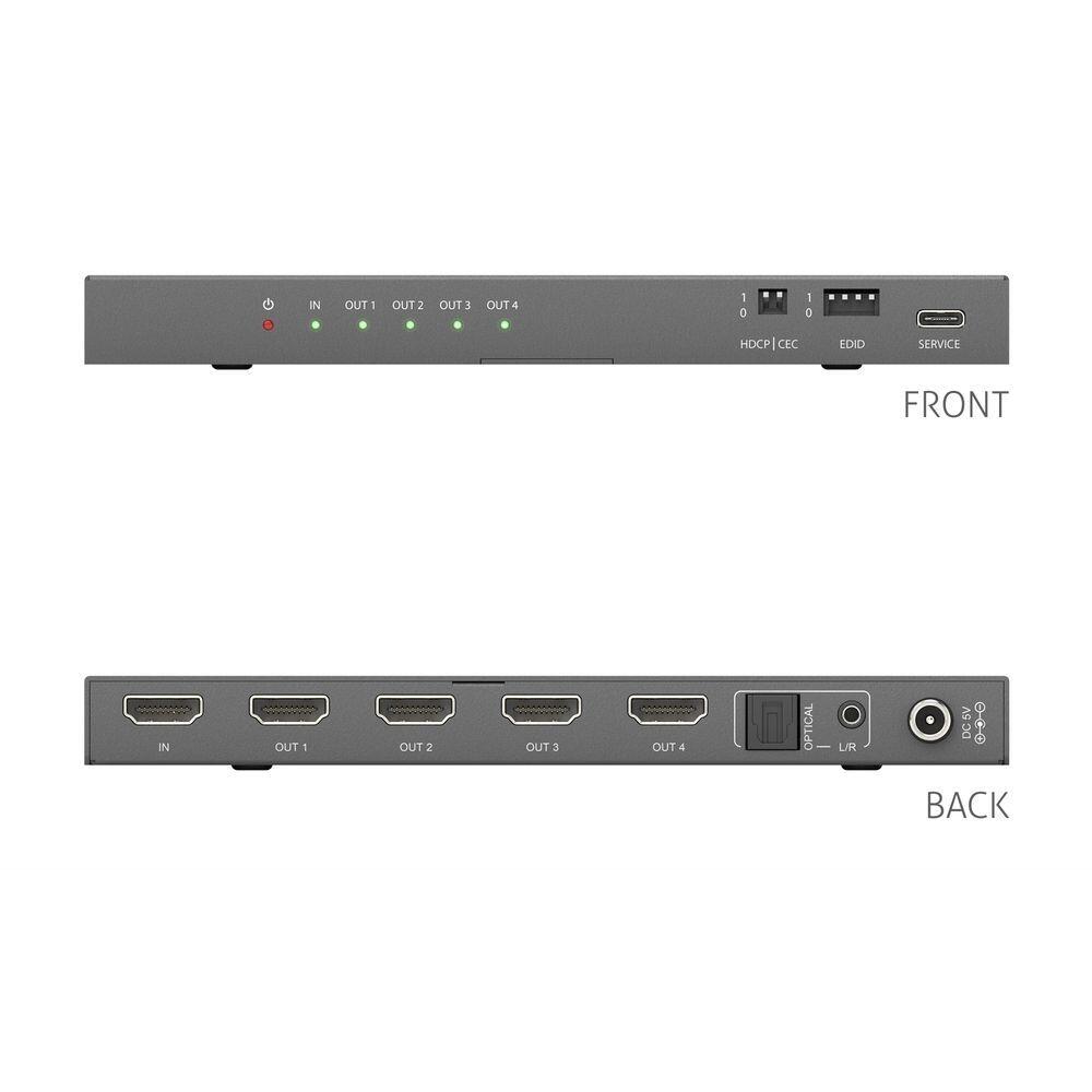 PureTools - 1x4 HDMI2.1 Splitter - 48Gbps - 8K (60Hz 4:2:0) 12 bit, Audio De-Embedding und Signal Management