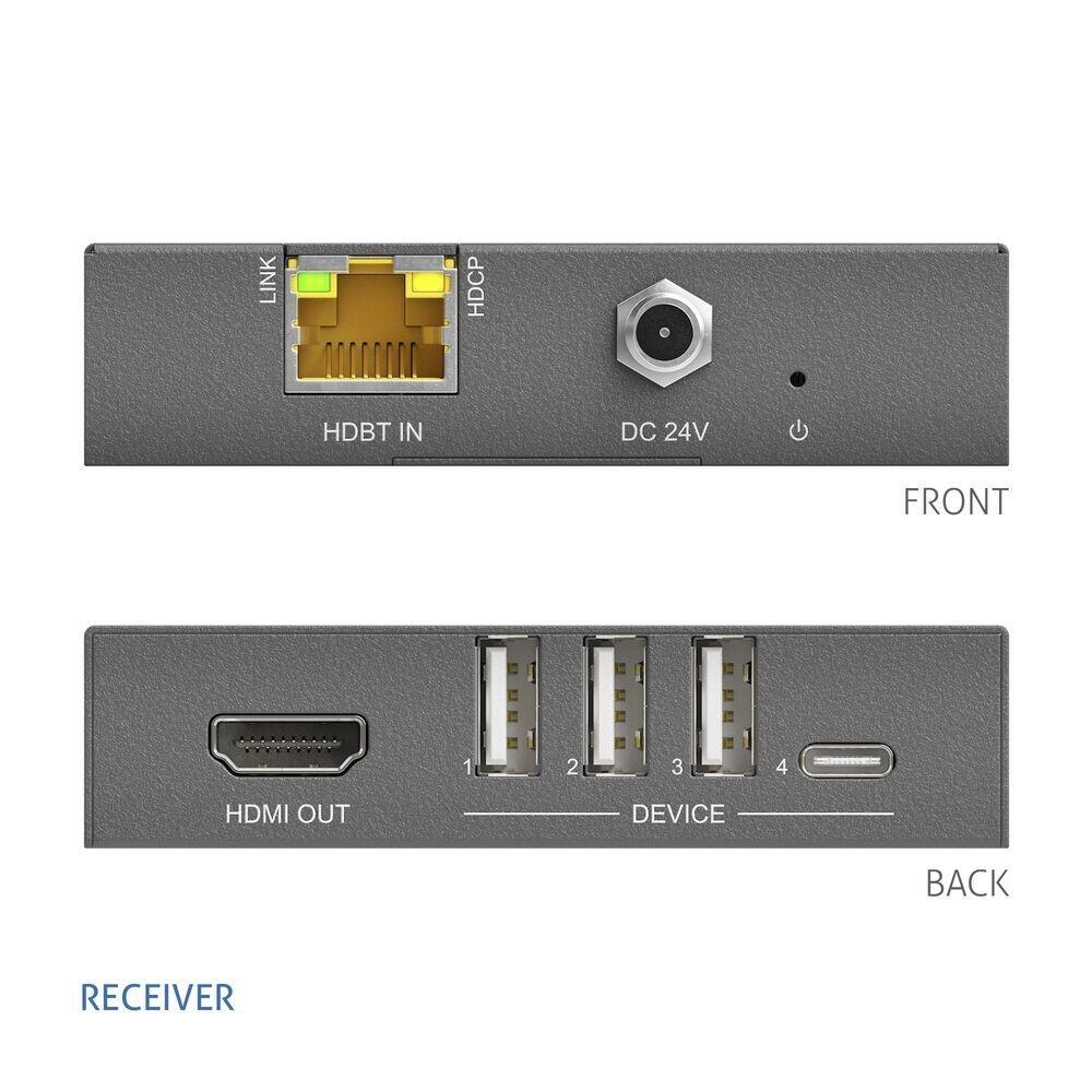 PureTools - HDBaseT HDMI und USB2.0 Receiver - HDBaseT 3.0 - 4K (60Hz 4:4:4) HDMI und USB 2.0