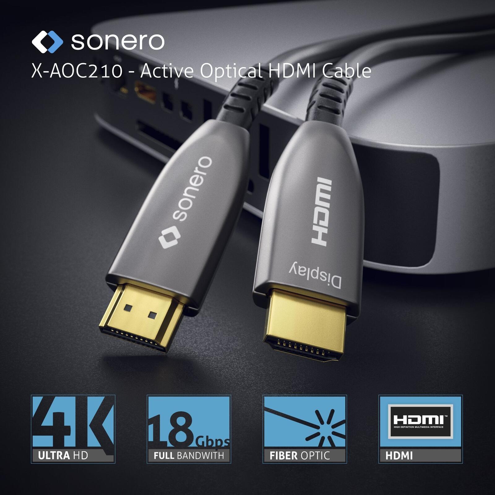 Sonero Aktives HDMI 4K AOC Extender Kabel - 30m