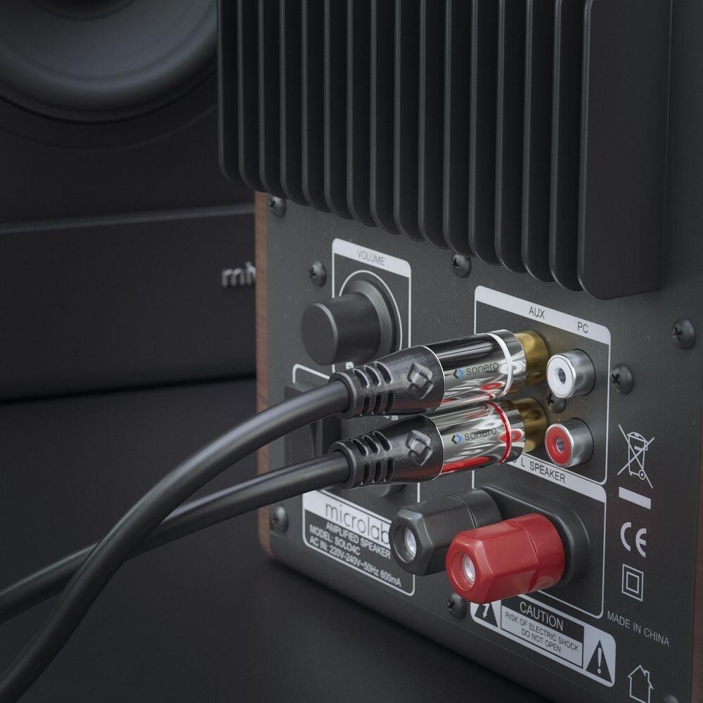 Sonero 2x Cinch auf Cinch Subwoofer Adapter Kabel 0,25m