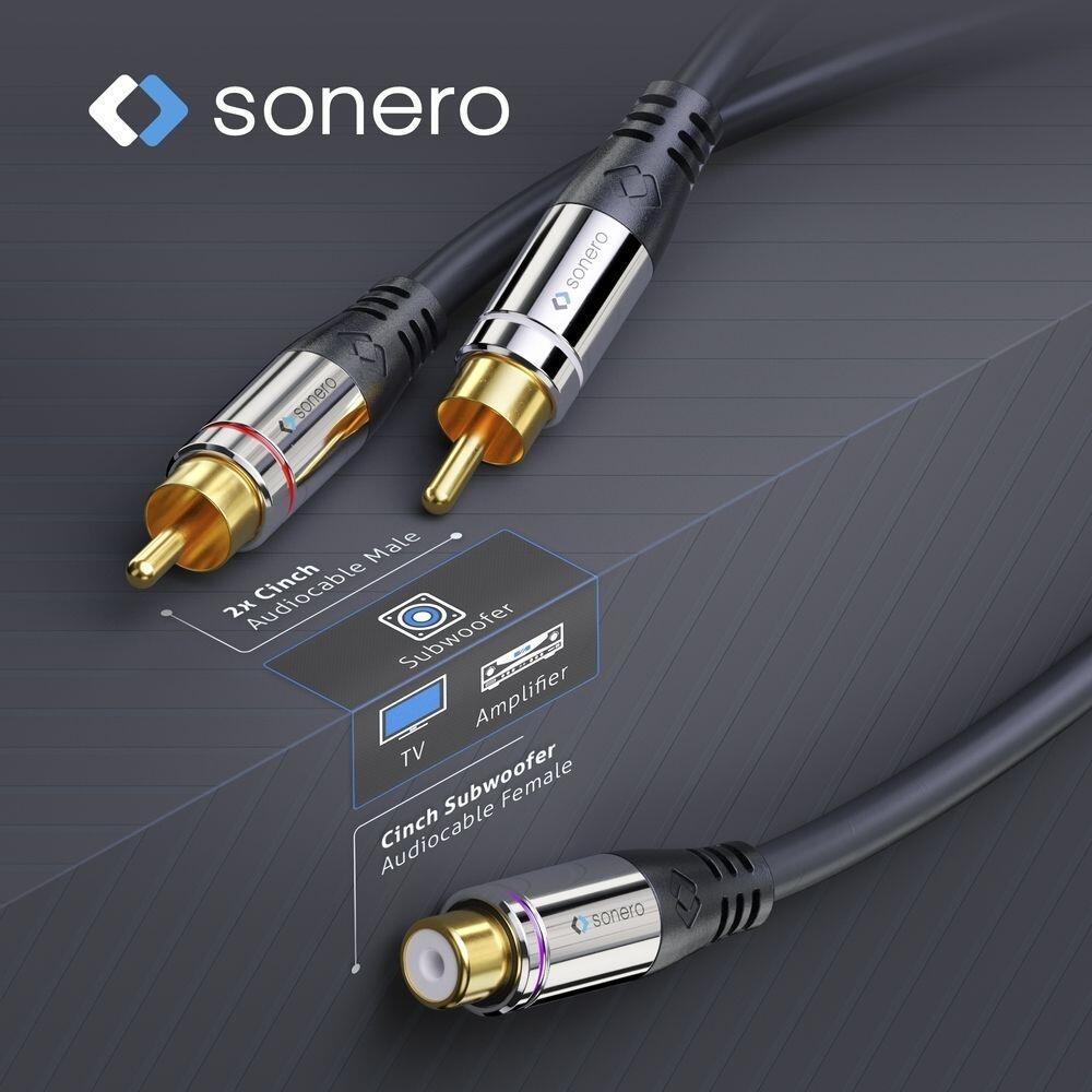 Sonero 2x Cinch auf Cinch Subwoofer Adapter Kabel 0,25m