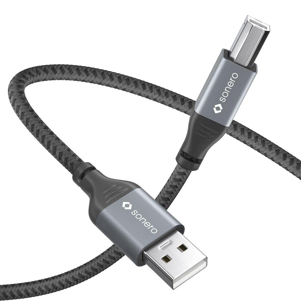Sonero USB 2.0 Kabel - A/B - Aluminium - space grey/schwarz - 1,00m