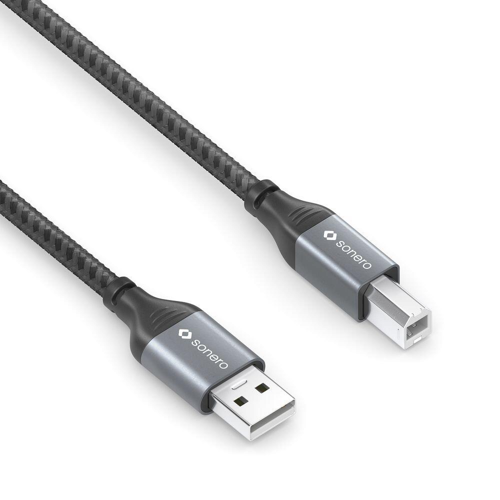 Sonero USB 2.0 Kabel - A/B - Aluminium - space grey/schwarz - 1,50m