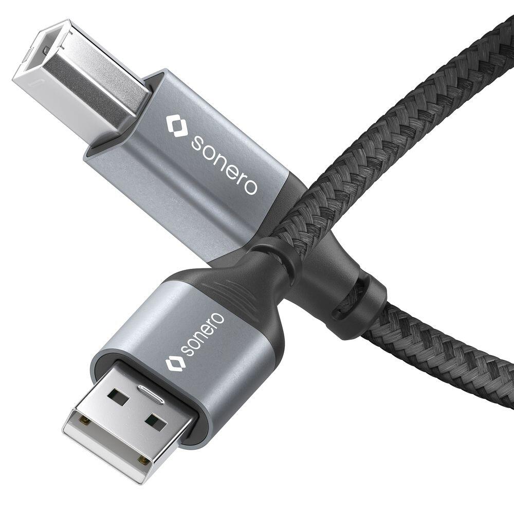 Sonero USB 2.0 Kabel - A/B - Aluminium - space grey/schwarz - 1,50m