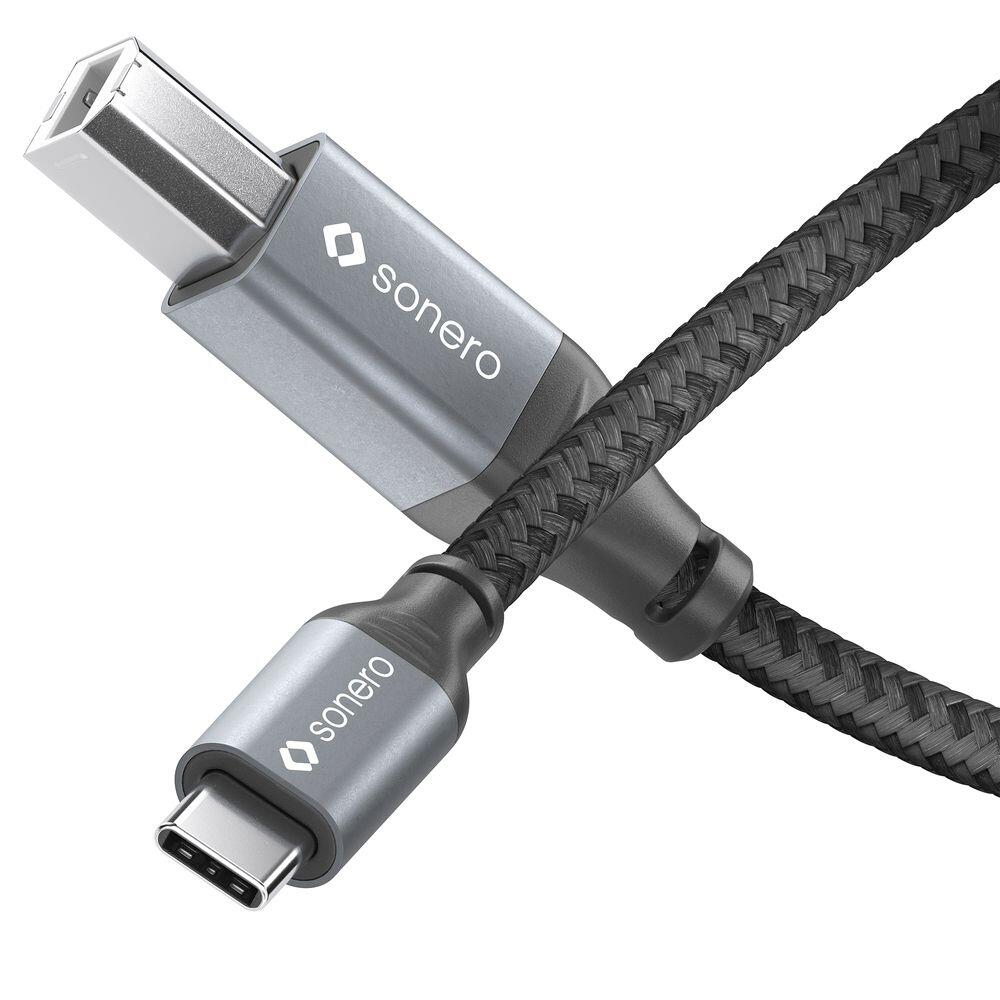 Sonero USB 2.0 Kabel - C/B - Aluminium - space grey/schwarz - 5,00m