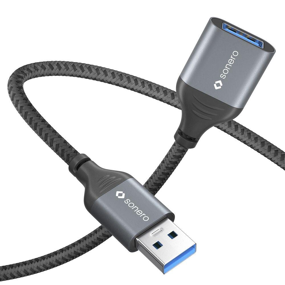 Sonero USB 3.0 Kabel - A/A Verlängerung - Aluminium - space grey/schwarz - 0,50m