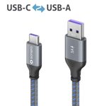 Sonero USB-C auf USB-A Ladekabel - USB 2.0, Super-Fast Charge 5V/5A - grau/blau - 0,25m