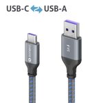 Sonero USB-C auf USB-A Ladekabel - USB 2.0, Super-Fast Charge 5V/5A - grau/blau - 1,00m