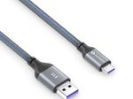 Sonero USB-C auf USB-A Ladekabel - USB 2.0, Super-Fast Charge 5V/5A - grau/blau - 1,00m
