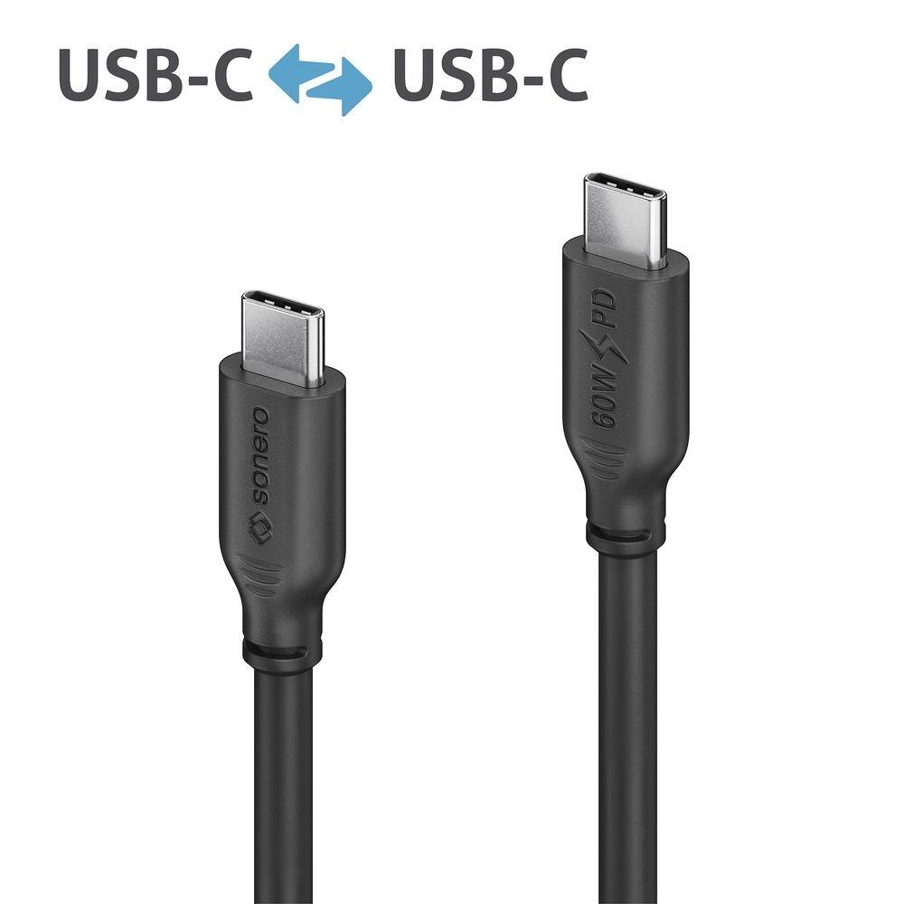 Sonero USB-C auf USB-C Ladekabel - USB 2.0, 60W PD - schwarz - 1,50m