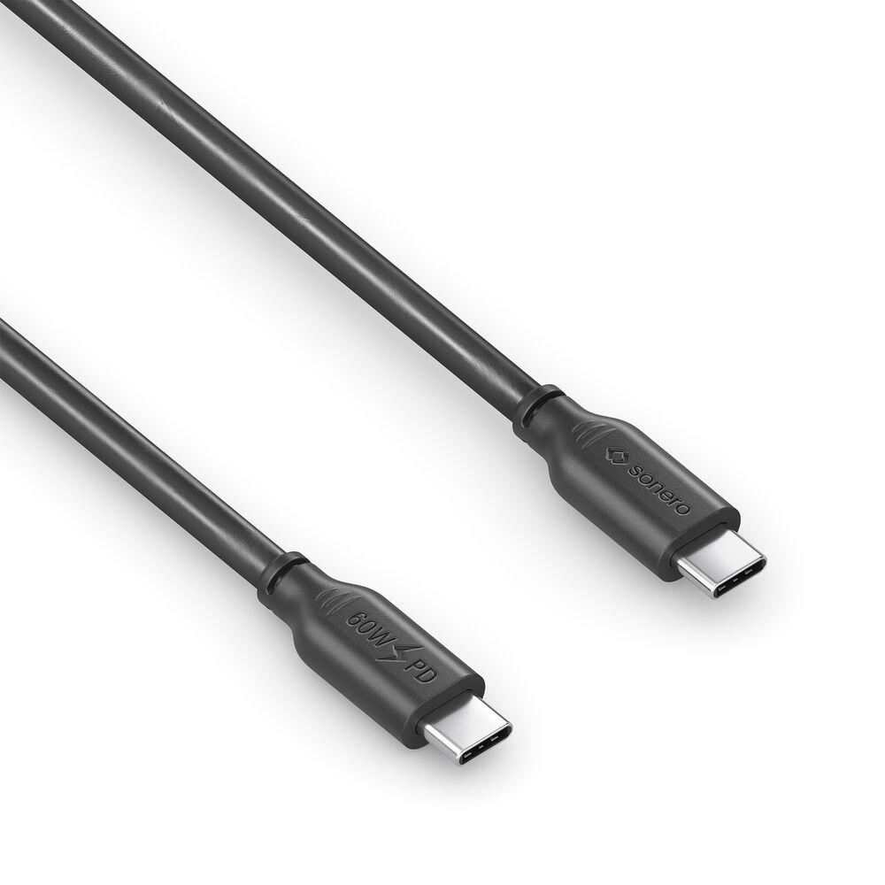 Sonero USB-C auf USB-C Ladekabel - USB 2.0, 60W PD - schwarz - 3,00m