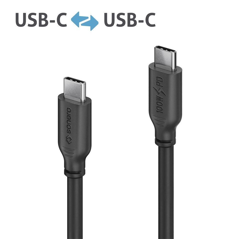 Sonero USB-C auf USB-C Ladekabel - USB 2.0, 100W PD - schwarz - 2,00m