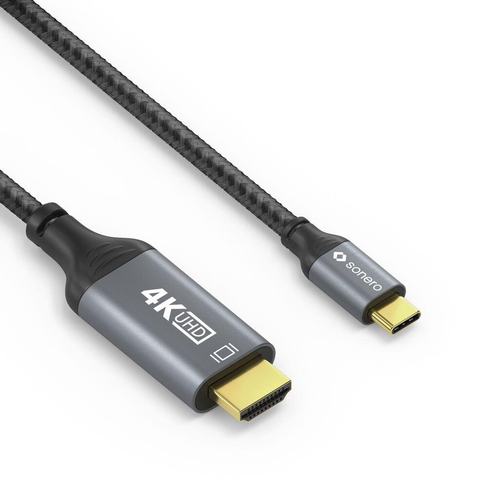 Sonero USB-C auf HDMI Kabel - 4K60, 18Gbps - grau/schwarz - 2,00m