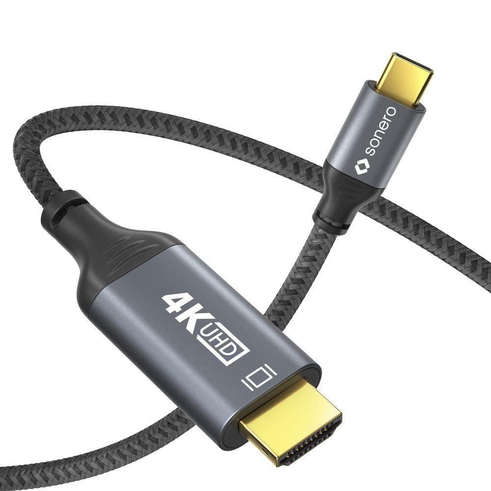 Sonero USB-C auf HDMI Kabel - 4K60, 18Gbps - grau/schwarz - 2,00m