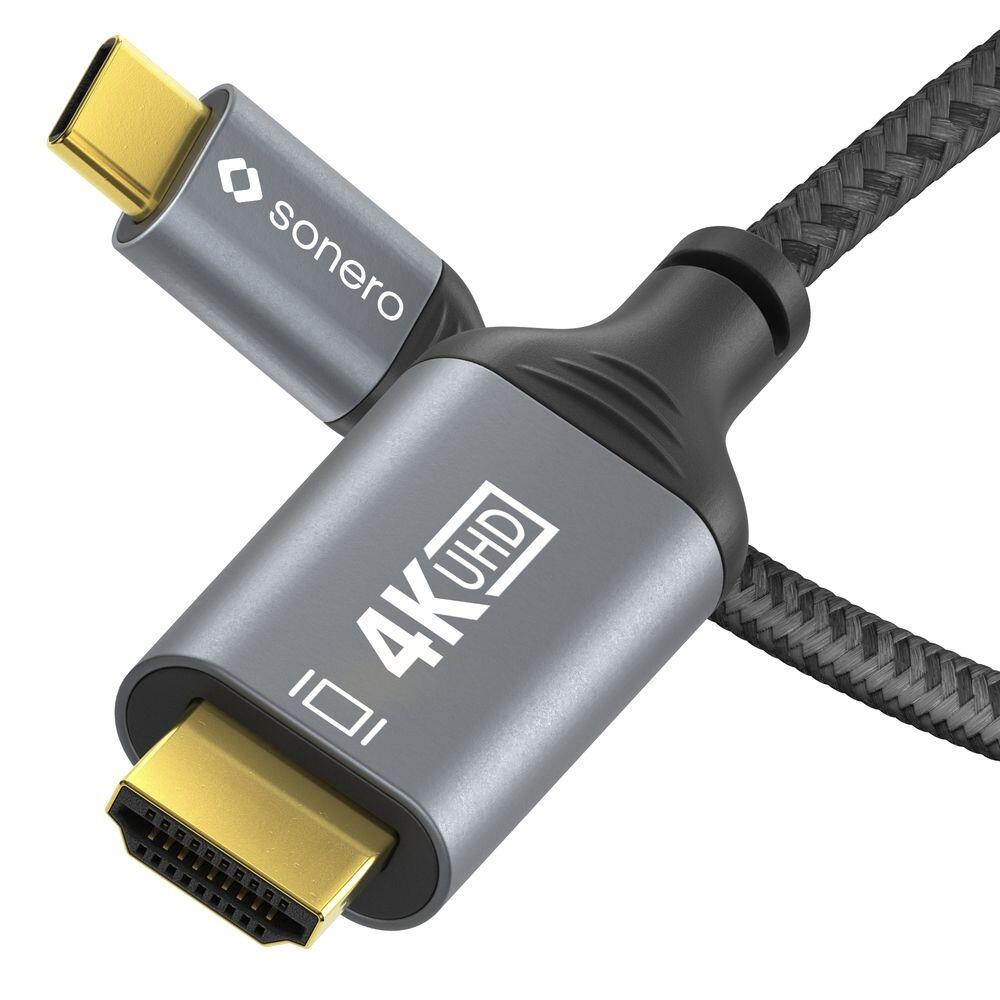 Sonero USB-C auf HDMI Kabel - 4K60, 18Gbps - grau/schwarz - 2,00m